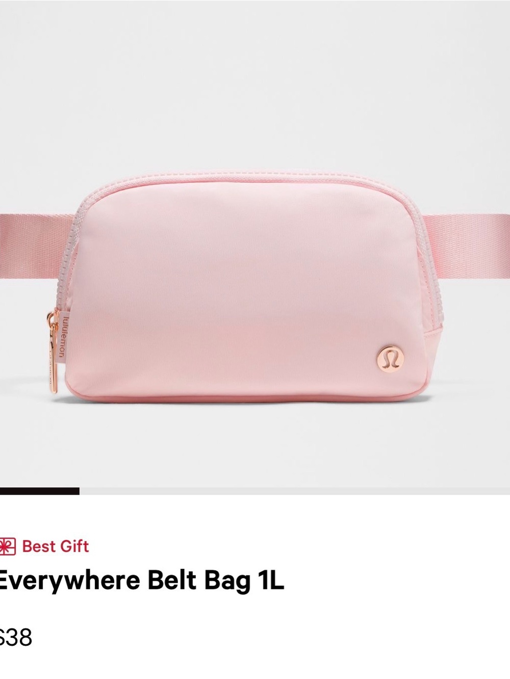 lululemon athletica Everywhere Belt Bag 1L - Soft Pink with Rose Gold Hardware
